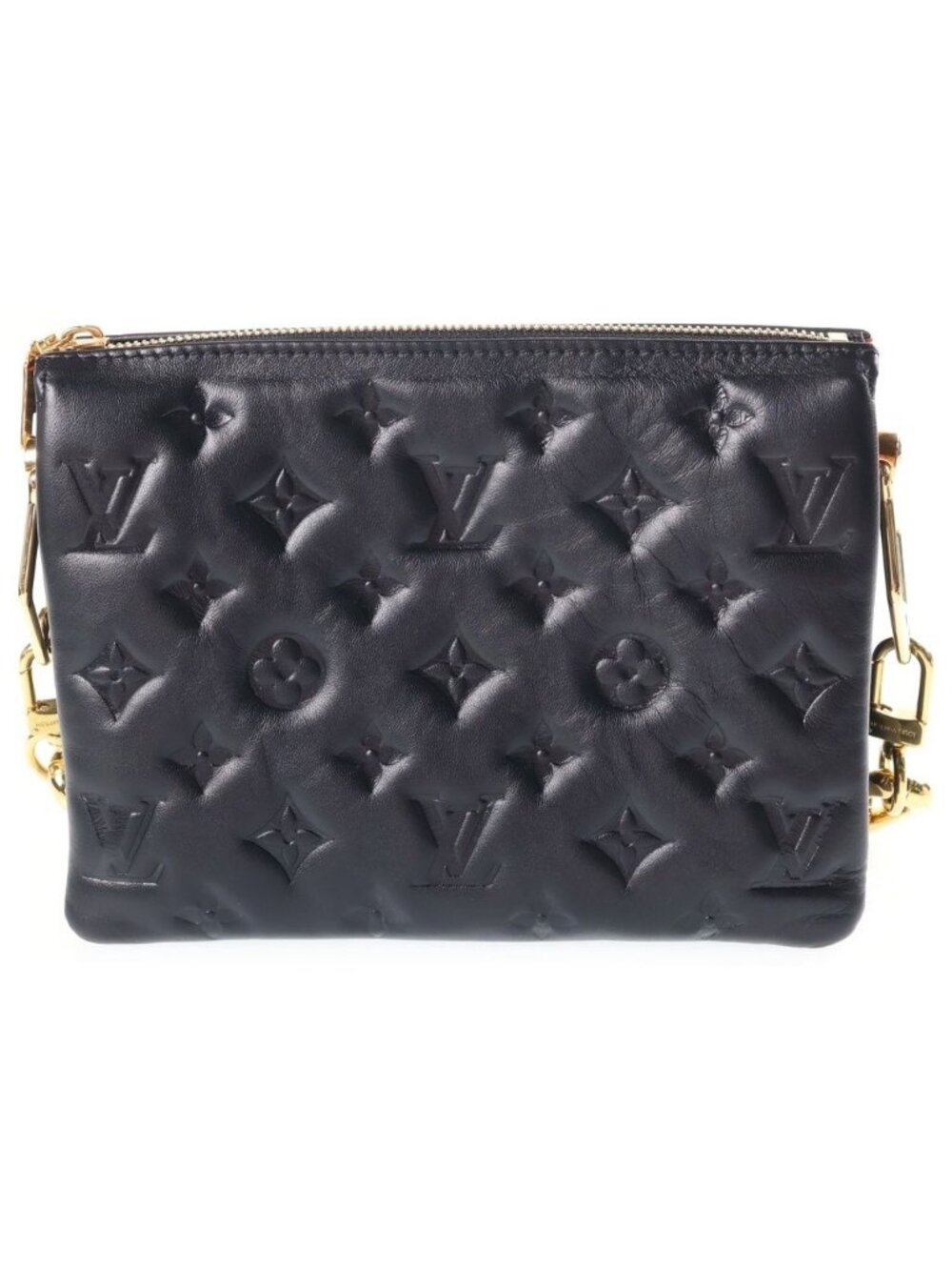 Louis Vuitton Embossed Cousin BB Chain Handbag Black Leather Gold
